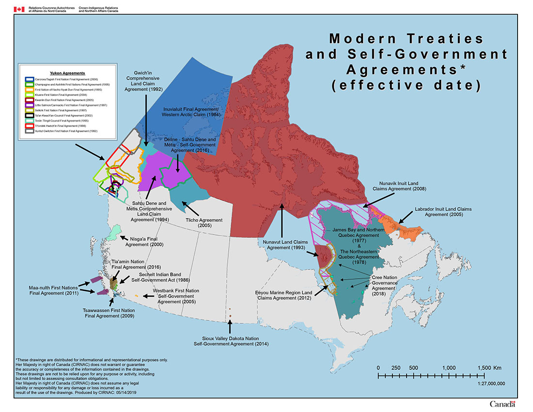 Figure 1 : Map of Modern Treaties and Self-Government Agreements