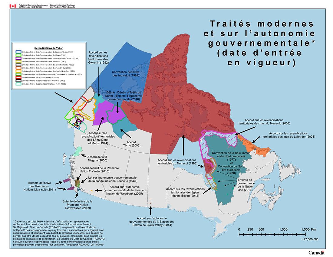 Figure 1 : Carte des traités modernes et des ententes sur l'autonomie gouvernementale