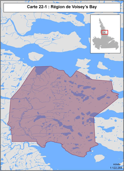 Carte 22-1 : R&eacute;gion de Voisey's Bay