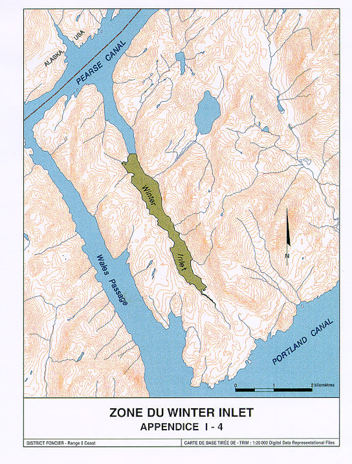 Carte de la zone de r&eacute;colte de bivalves du Winter Inlet