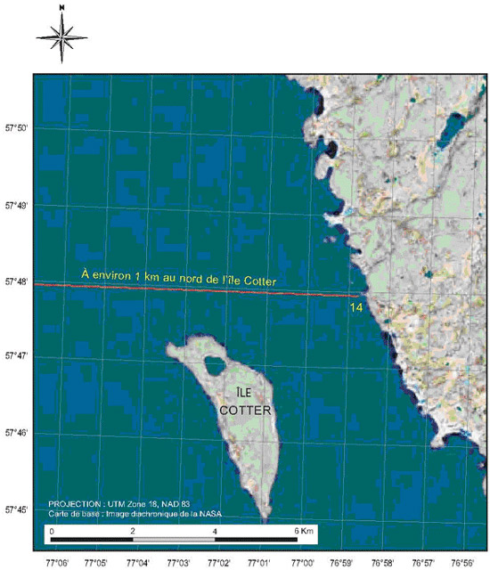 Appendice 1c - Carte de la limite nord de la r&eacute;gion extrac&ocirc;ti&egrave;re de chevauchement des int&eacute;r&ecirc;ts Cris et Inuit